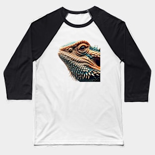 Bearded Dragon Headshot - Turquoise and Orange Baseball T-Shirt